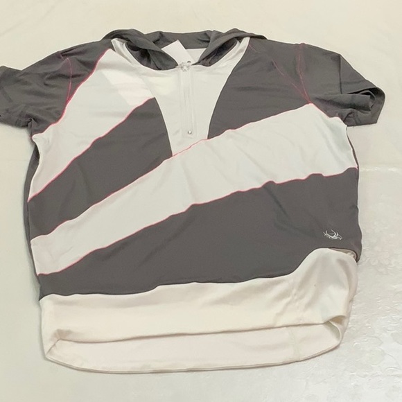 Spyder CYCLING HOODED top - Grey/Wht/Pink - Picture 2 of 14